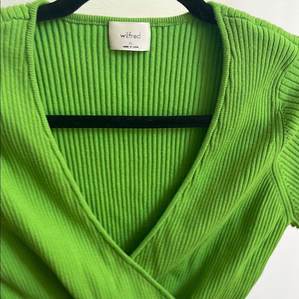 Wilfred Green Ribbed Wrap Blouse - Picture 2 of 5